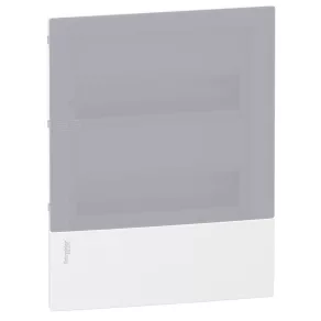   Schneider Electric Resi9 Mini Pragma - MIP22212T - Tablou de distribuție mic, cu ușă transparentă cu efect de sticlă opacă, încastrat, 2x12 module, șină PEN, complet, alb