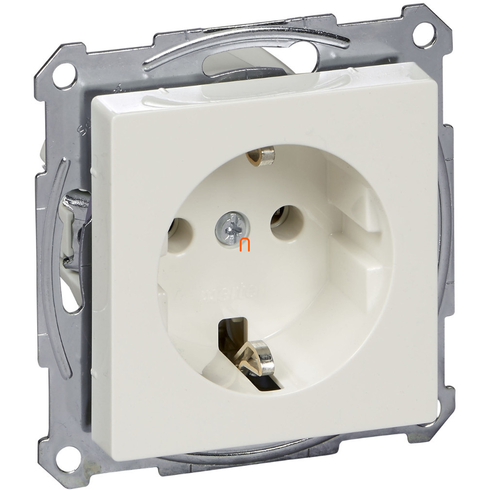 Schneider Merten System M priză Schuko cu capac, cu arc, alb polar, lucios MTN2301-0319