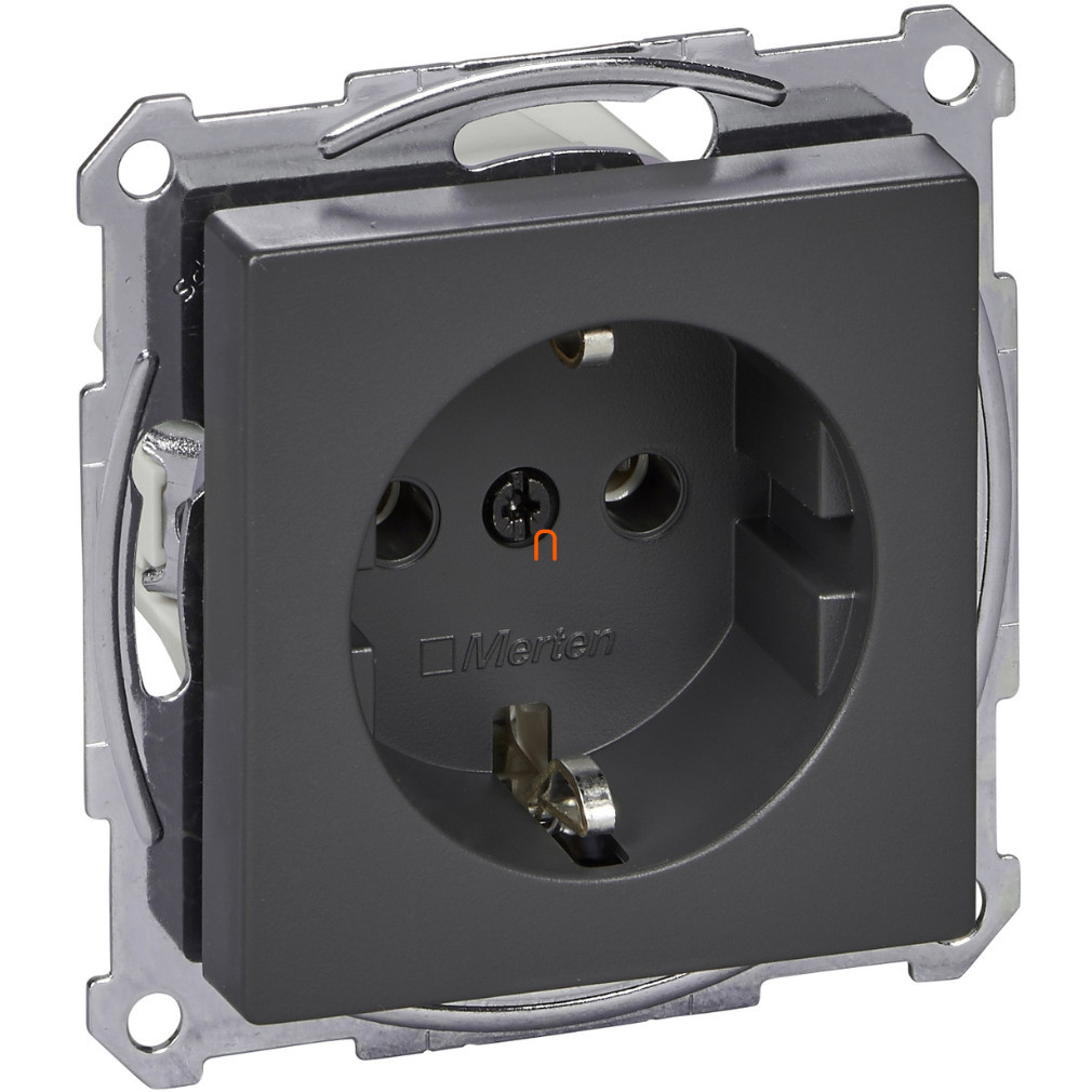 Schneider Merten System M priză Schuko cu capac, cu arc, antracit MTN2301-0414
