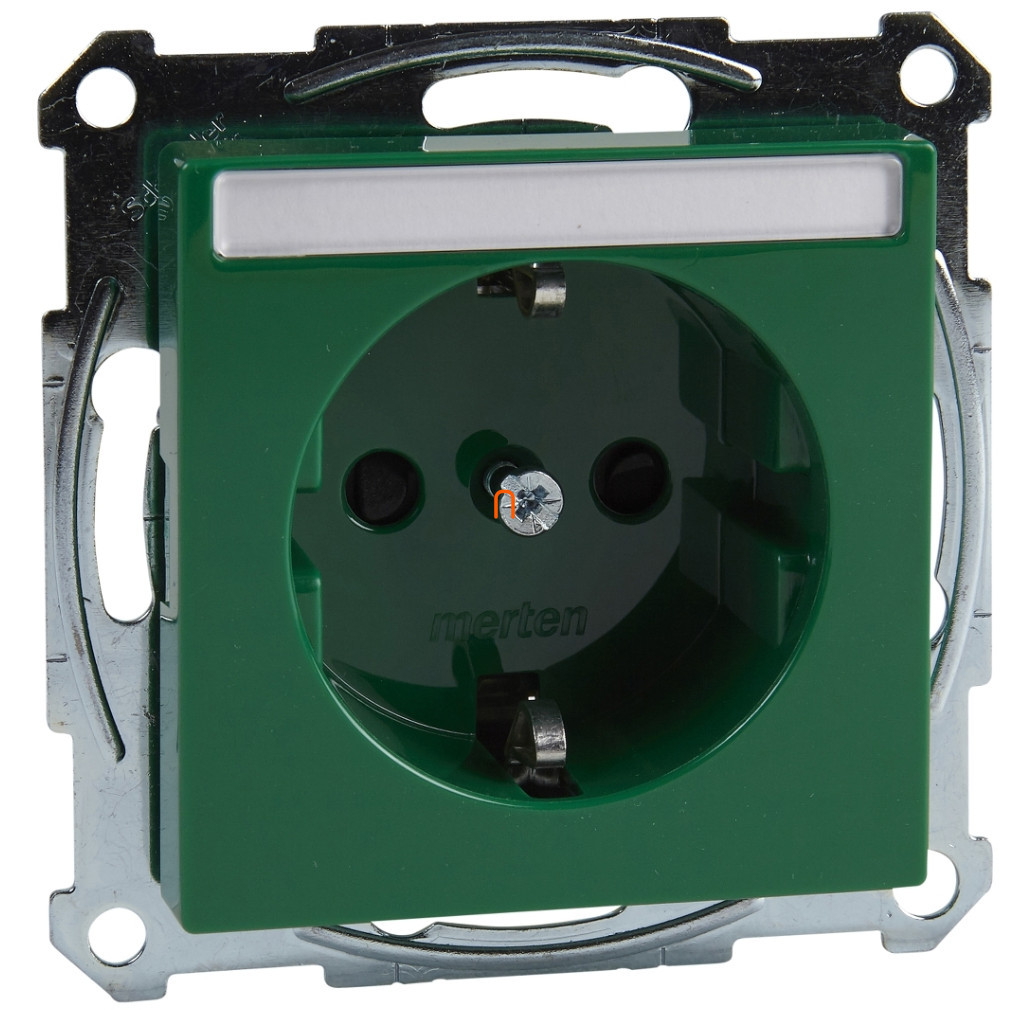 Schneider Merten 2P+F priză, cu capac de siguranță, inscriptibilă, cu conectare cu arc, 16A, verde (System-M)