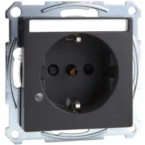  Priză Schneider Merten System M 2P+F (GYV) cu capac de protecție, personalizabilă, cu indicator luminos, cu conectare cu arc, 16 A, antracit MTN2303-0414