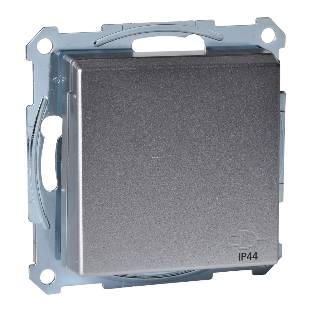 Schneider Merten 2P+F priză, cu capac de siguranță, capac cu închidere, conexiune cu arc, 16A, aluminiu - IP44 (System-M)
