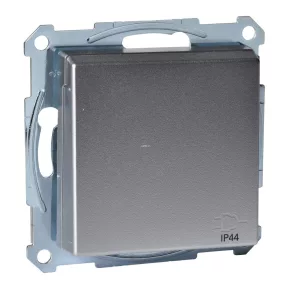   Priză Schneider Merten 2P+F, cu carcasă de protecție, capac cu închidere prin apăsare, conectare cu arc, 16 A, aluminiu – IP44 (System-M)