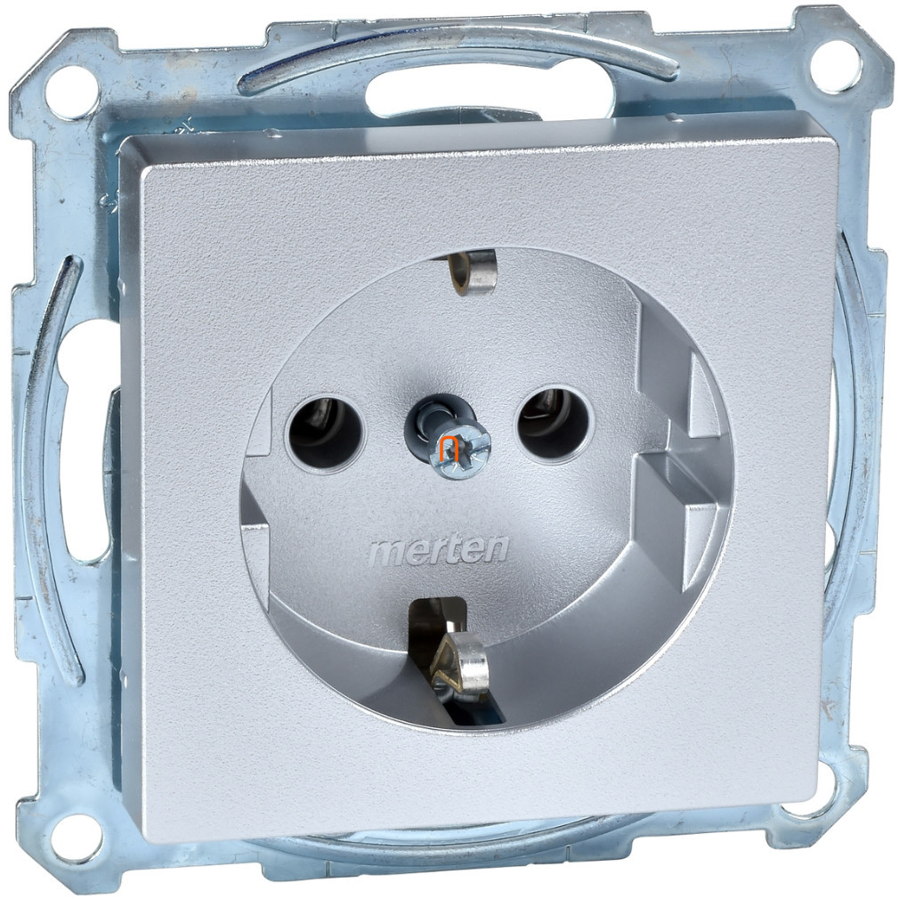 Schneider Merten System M priză Schuko cu capac, cu șuruburi, din aluminiu MTN2401-0460