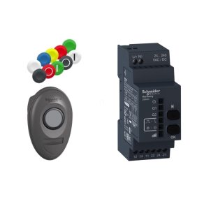   Schneider Electric Harmony XB5 - XB5RMA04 - set buton apăsat wireless din plastic (buton apăsat + receptor), 24 - 240 V c.a./c.c., Zigbee, programabil