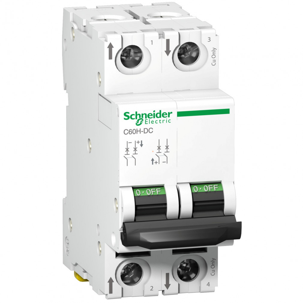 Dispozitiv de întrerupere Schneider 2P C 10A 10kA C60H-DC ACTI9 (A9N61528)