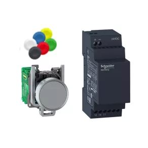   Schneider Electric Harmony XB4 - XB4RFB01 - set de butoane metalice fără fir (buton + receptor), 24 V c.c., Zigbee, neprogramabil