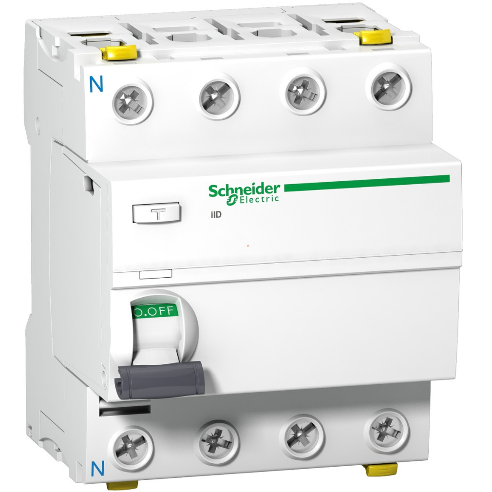 Întrerupător de protecție electrică Schneider, clasa A, 4P, 40A, 300mA-S (ACTI9 iID)