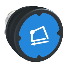   Schneider Electric Harmony XB4 - ZB4BC68006RA - buton metalic pentru medii dure, Ø22, retur, albastru, cu simbol rotit