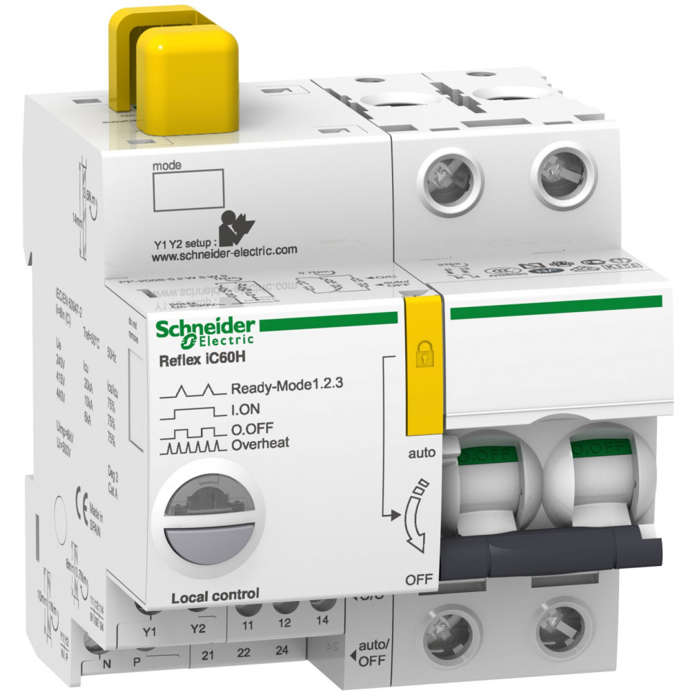 Schneider ACTI9 Reflex iC60H comutator integrat, 2P, B, 25A A9C64225