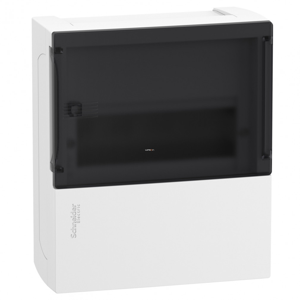 Schneider distribuitor mic pentru montare pe perete, 1 rând, 8 module cu ușă transparentă, IP40, șină PE/N RESI9 MP (MIP12108S)