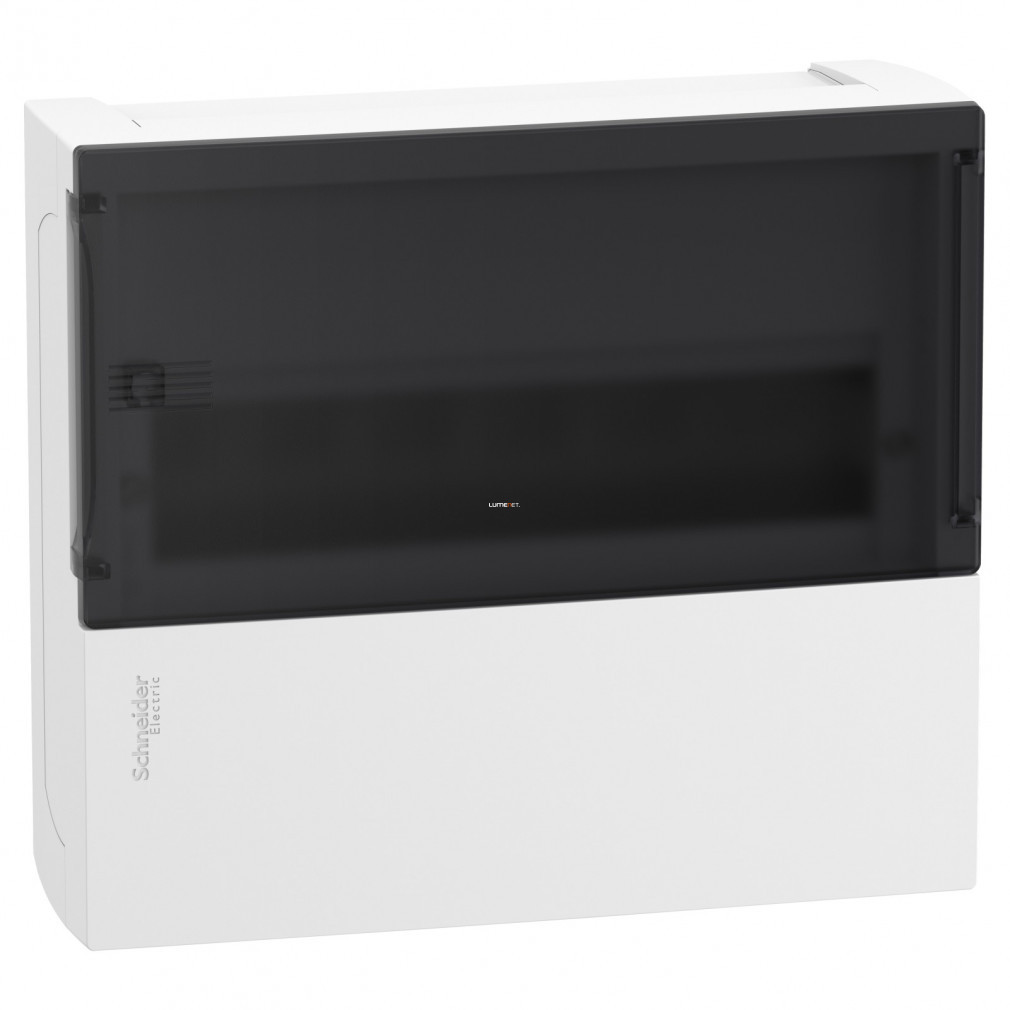 Schneider distribuitor mic pentru montare pe perete, 1 rând, 12 module, cu ușă transparentă, IP40, șină PE/N RESI9 MP (MIP12112S)