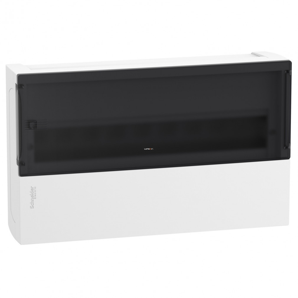 Schneider distribuitor mic pentru montare pe perete, 1 rând, 18 module, cu ușă transparentă, IP40, șină PE/N RESI9 MP (MIP12118S)