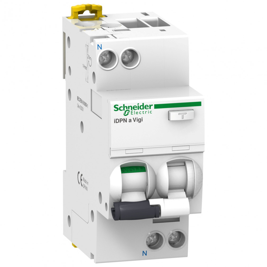 Dispozitiv de protecție electrică Schneider 1P+N C 16A 4,5kA 30mA, clasa AC ACTI9 iDPNA Vigi (A9D34616)
