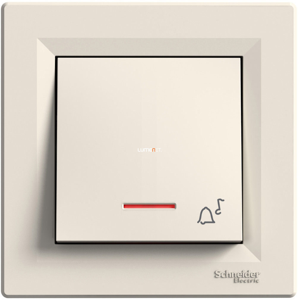 Schneider Electric Asfora sonerie encastrée unipolaire avec cadre et touche, voyant lumineux, beige