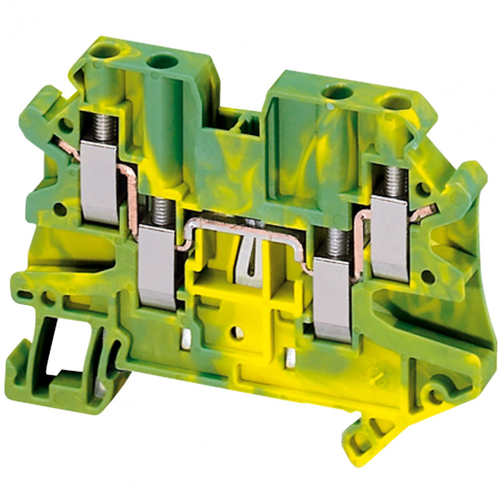 Schneider clemă de împământare cu un singur nivel, cu șurub, 2x2 conexiuni, 6,2 mm, 4 mm2, verde-galben (NSYTRV44PE)