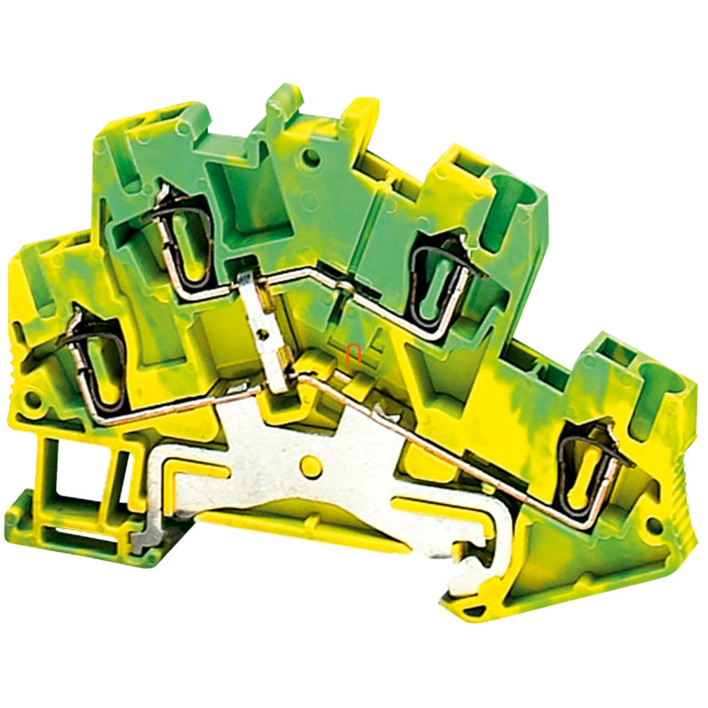 Schneider clemă de împământare cu arc, cu două niveluri, conexiune 1x1, 5,2 mm, 2,5 mm2, verde-galben NSYTRR24DPE