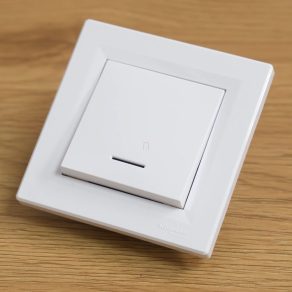   Buton Schneider Asfora unipolar cu indicator luminos, conexiune cu arc, cadru alb, EPH1600121