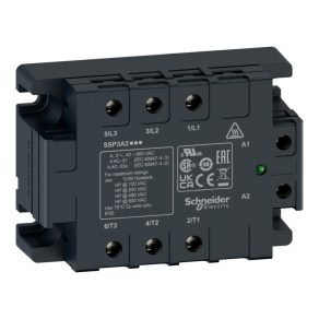   Relee cu semiconductori Schneider Electric Harmony - SSP3A250BDT - Releu cu semiconductori SSP, montabil pe panou, 3f, comutare la tensiune zero, 3NO, 48 - 530 V c.a., 50 A, 24 V c.c., cu radiator
