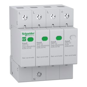   Schneider Electric Easy9 Pro - EZ9L33745 - Dispozitiv de protecție împotriva supratensiunii, T2, 45 kA, 3P-N
