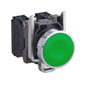   Schneider Electric Harmony XB4 - XB4BA35 - buton complet metalic, Ø22, retur, 1NO+1NC, verde