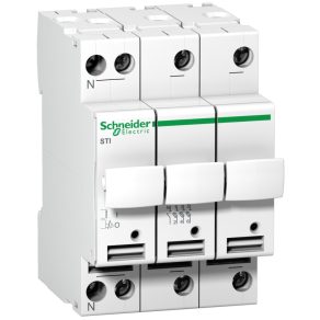   Schneider Electric Acti9 STI - A9N15657 - întrerupător protejat cu siguranță, 3P-N, 20 A, 8,5 x 31,5 mm