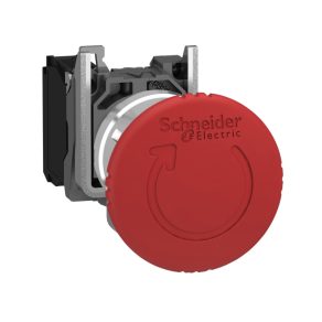   Schneider Electric Harmony XB4 - XB4BS8442 - buton de urgență complet metalic cu cap ciupercă Ø40, Ø22, eliberare prin rotație, 1NC