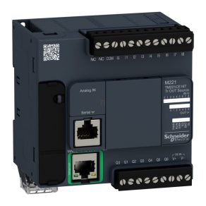   Schneider Electric Modicon M221 - TM221CE16T - PLC pentru controlul mașinilor, 16 I/O, ieșire tranzistor (sursă), RS232/RS485, Ethernet Modbus TCP/IP, 24 VCC