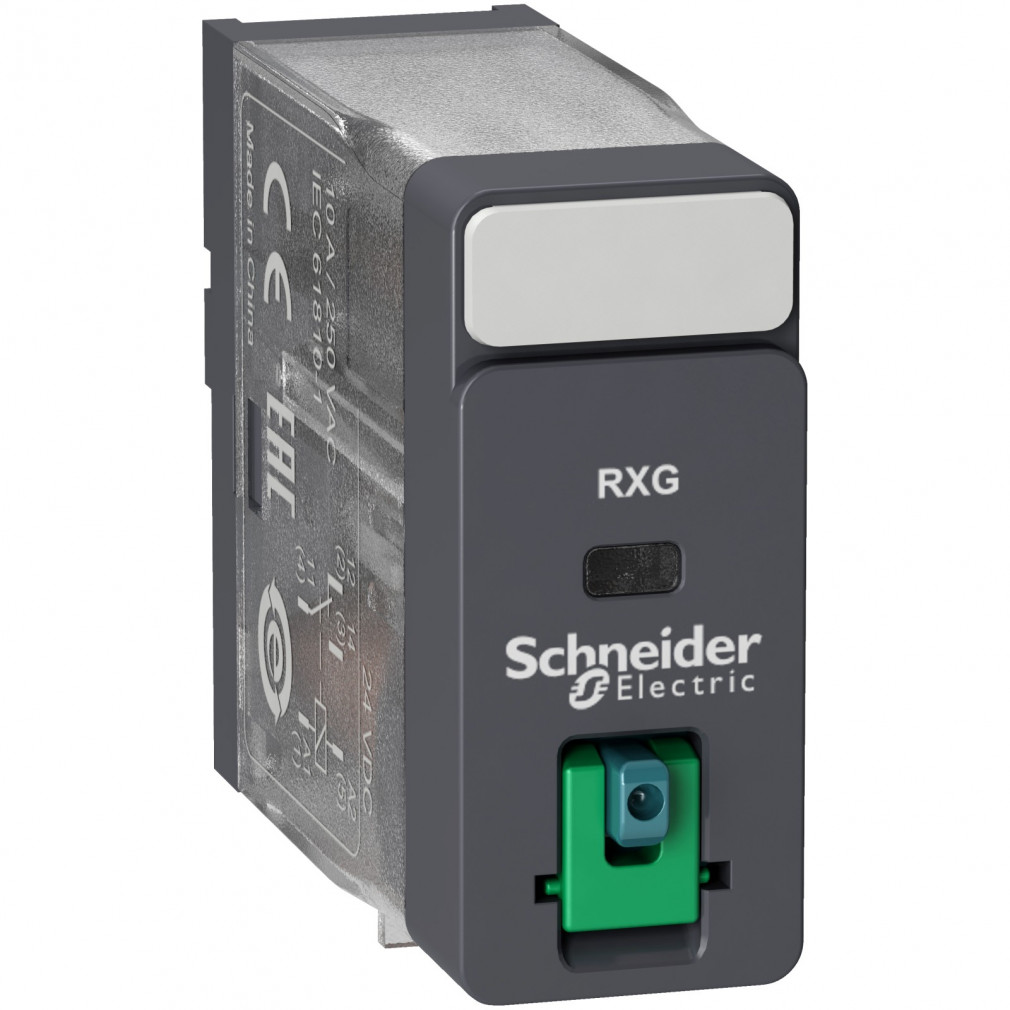 Schneider RXG releu de interfață, 1CO, 10A, 24VDC, buton de testare RXG11BD