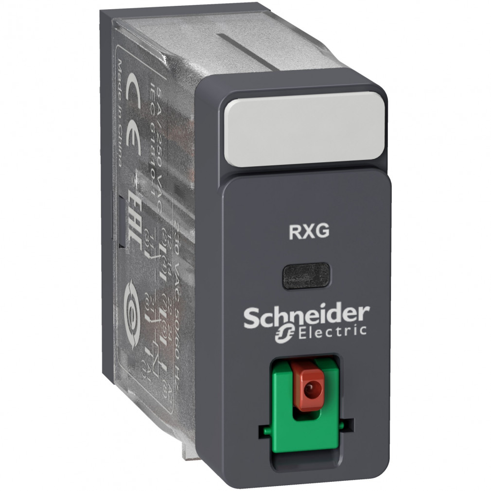 Schneider RXG releu de interfață, 2CO, 5A, 24VAC, buton de testare RXG21B7