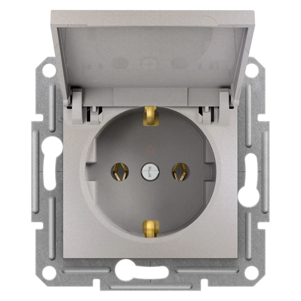 Schneider Asfora 2P+F priză, cu capac, cu șuruburi, din bronz EPH3100169