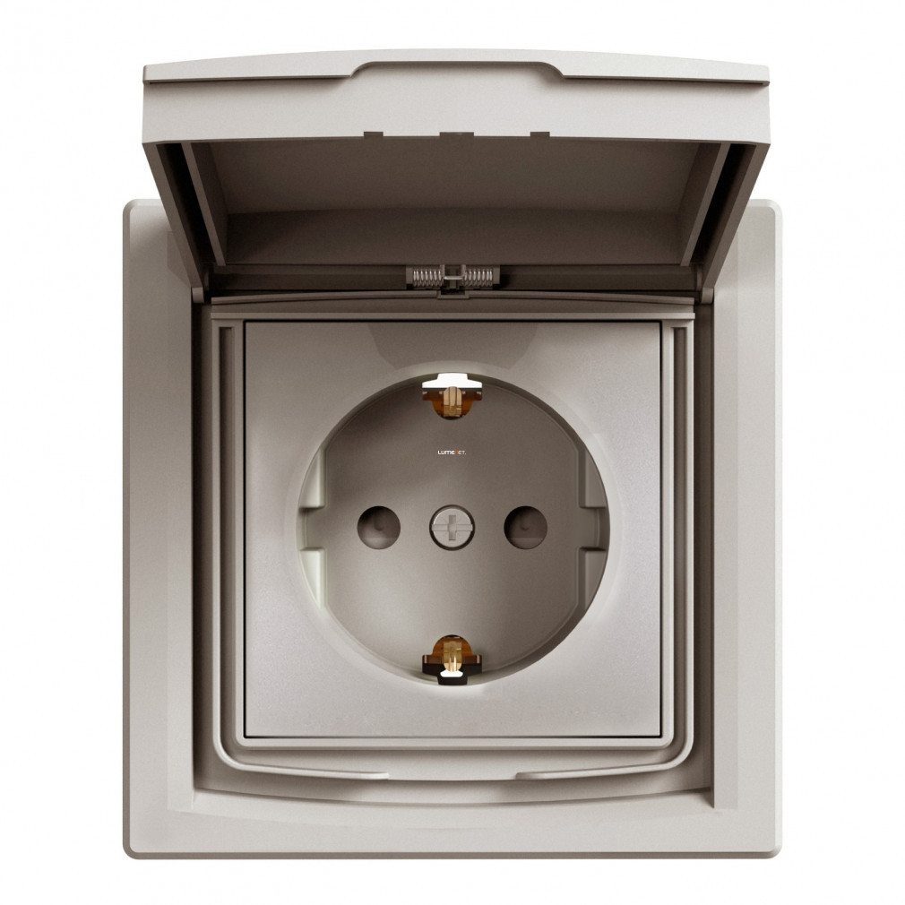 Schneider Asfora 2P+F priză, (GYV) siguranță, capac cu șuruburi - IP44, bronz EPH3100369