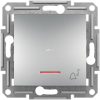 Buton de sonerie unipolar încastrat Schneider Electric Asfora cu capac, indicator luminos, conexiune cu arc, aluminiu