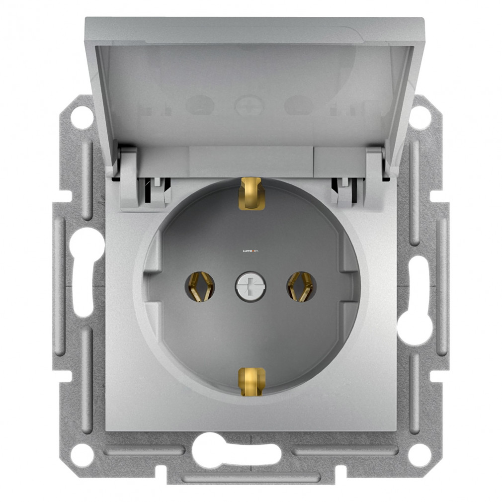 Schneider Asfora 2P+F csatlakozóaljzat, csapfedeles, csavaros, alumínium  EPH3100161