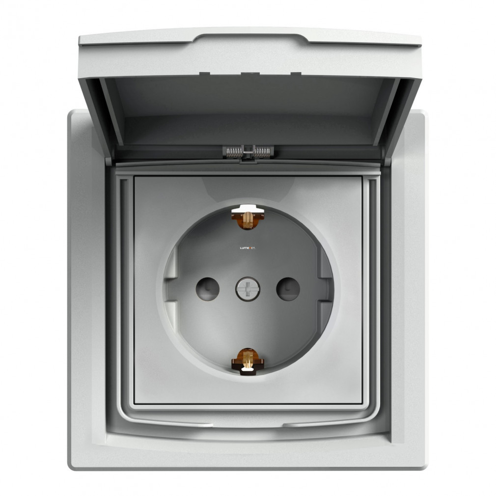 Schneider Asfora 2P+F priză, (GYV) siguranță, capac cu șuruburi - IP44, aluminiu EPH3100361