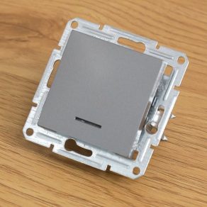   Întrerupător unipolar Schneider Electric Asfora încastrat cu capac, indicator luminos, 16 A, oțel