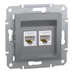   Schneider Electric Asfora - EPH4400162 - Priză 2xRJ45 Cat5e UTP, oțel