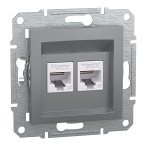   Schneider Electric Asfora - EPH4800162 - Priză 2xRJ45 Cat6 UTP, oțel