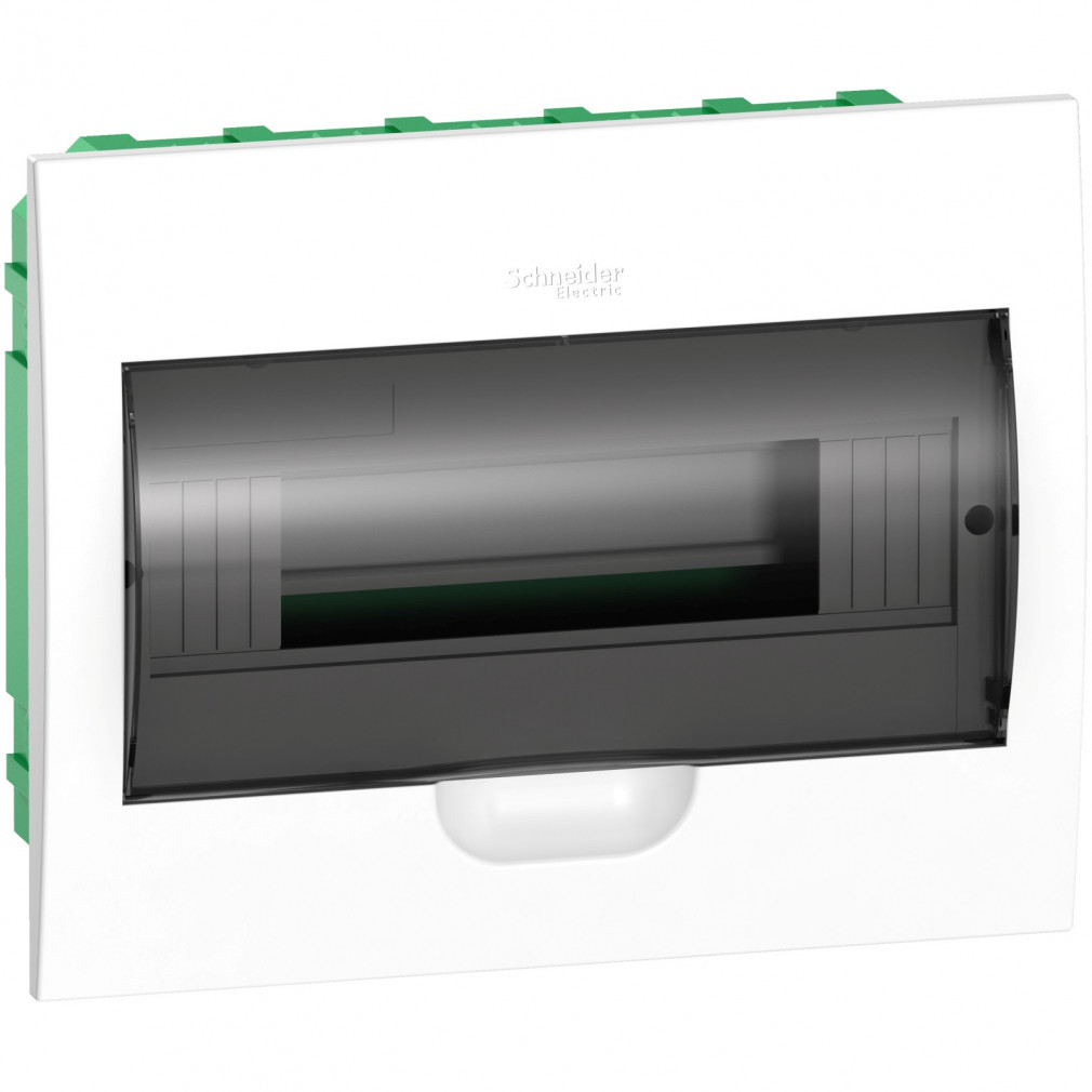 Distribuitor electric încastrat cu 1 rând, 12 module, cu ușă transparentă, IP40, șină PE/N Easy9 EZ9E112S2F