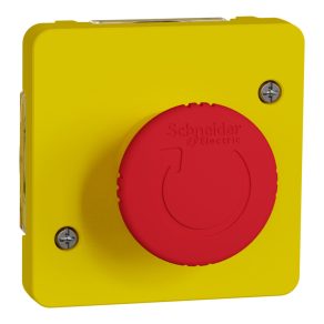  Schneider Electric Mureva Styl - MUR35053 - Comutator de oprire de urgență cu buton, eliberare cu un sfert de rotație, roșu/galben