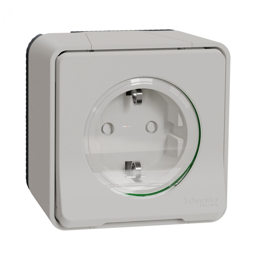 Schneider Mureva Styl 2P+F priză, (GYV) siguranță, cu capac, cu arc, complet, alb polar MUR39034