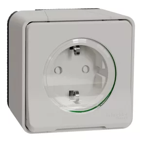   Schneider Electric Mureva Styl - MUR39034 - Priză cu 2 poli și fază, cu obturator de siguranță, cu capac rabatabil, cu arc, completă, alb polar
