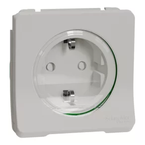   Schneider Electric Mureva Styl - MUR39135 - Priză cu 2 poli și fază, cu obturator de siguranță, cu capac rabatabil, cu fixare prin șuruburi, alb polar
