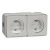Schneider Electric Mureva Styl - MUR39035 - priză 2x2P+F, cu obturator de siguranță, capac cu fixare rapidă, cu arc, completă, alb polar