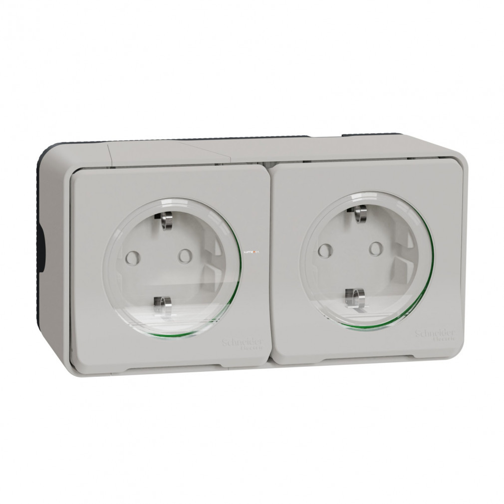 Schneider Mureva Styl 2x2P+F priză, (GYV) siguranță, cu capac, cu arc, complet, alb polar MUR39035