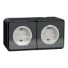 Schneider Electric Mureva Styl - MUR36029 - Priză 2x2P+F, cu grilaj de protecție, capac rabatabil, cu arc, completă, gri antracit