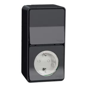   Schneider Electric Mureva Styl - MUR36024 - Priză 2P+F cu întrerupător (2P+F/106), set complet, gri antracit