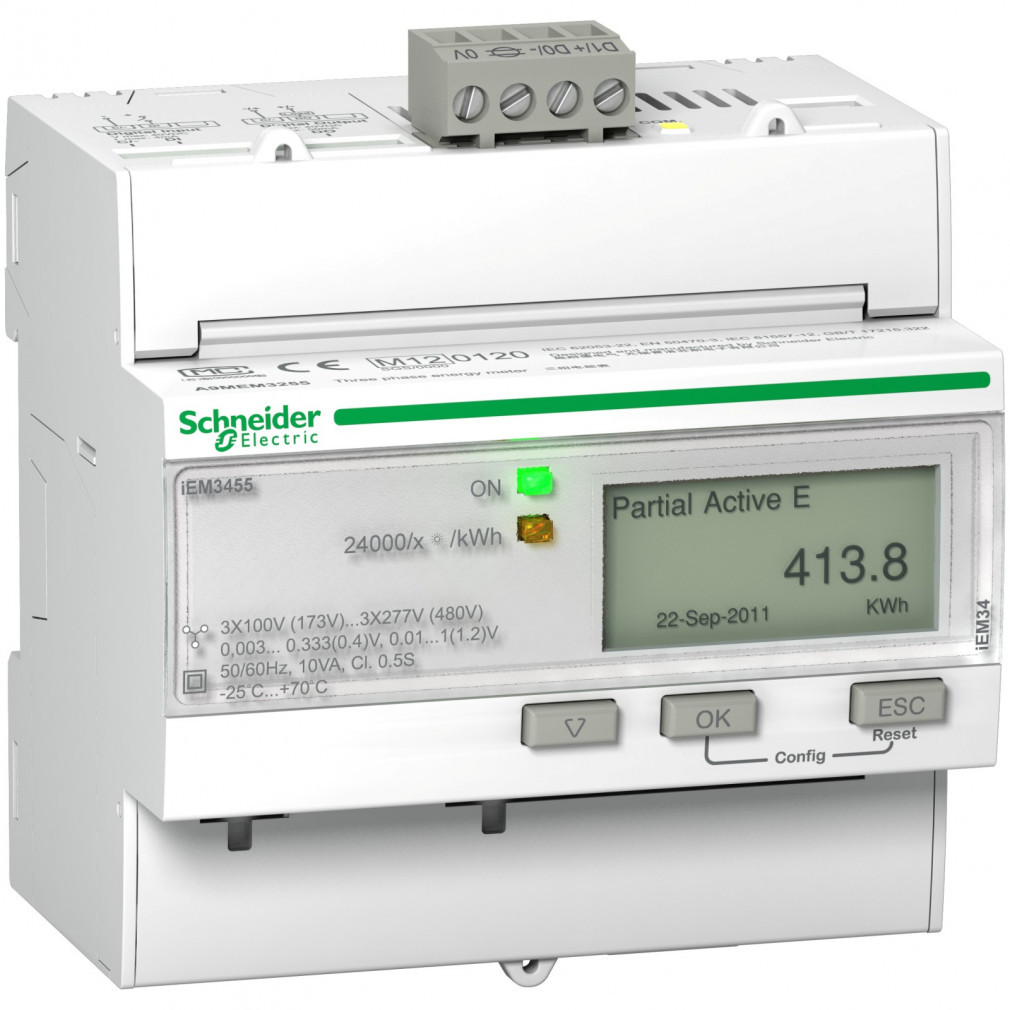 Contor de consum Schneider digital cu bobină Rogowski pentru șină DIN MODBUS A9MEM3555