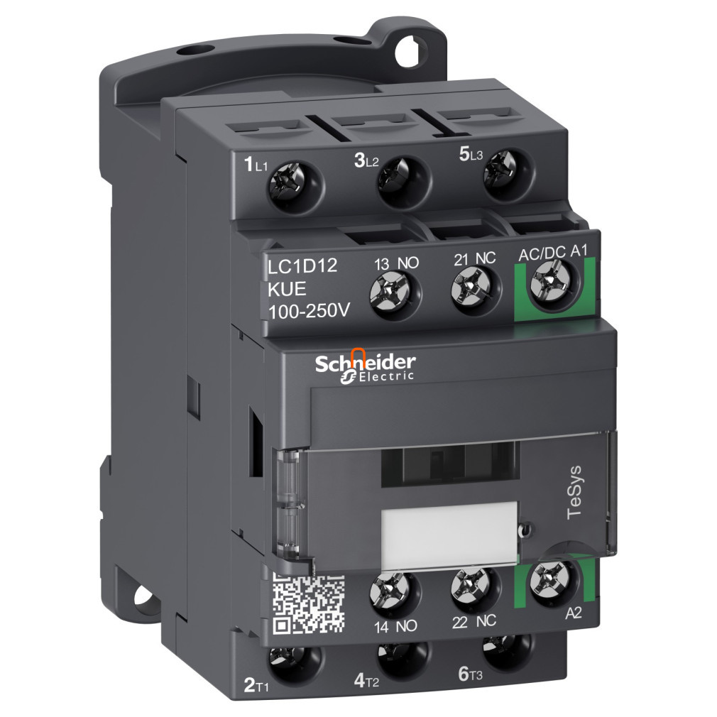 Magneto-contact LC1-D 12A/5,5kW 200V AC 1Z+1NY (400V, AC3) cu șuruburi TeSys D Green LC1D12KUE Schneider