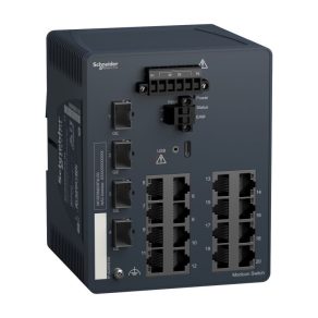   Schneider Electric ConneXium - Ethernet - MCSESM203F4LG0 - Comutator gestionat Modicon, 16 porturi + 4 Gigabit SFP
